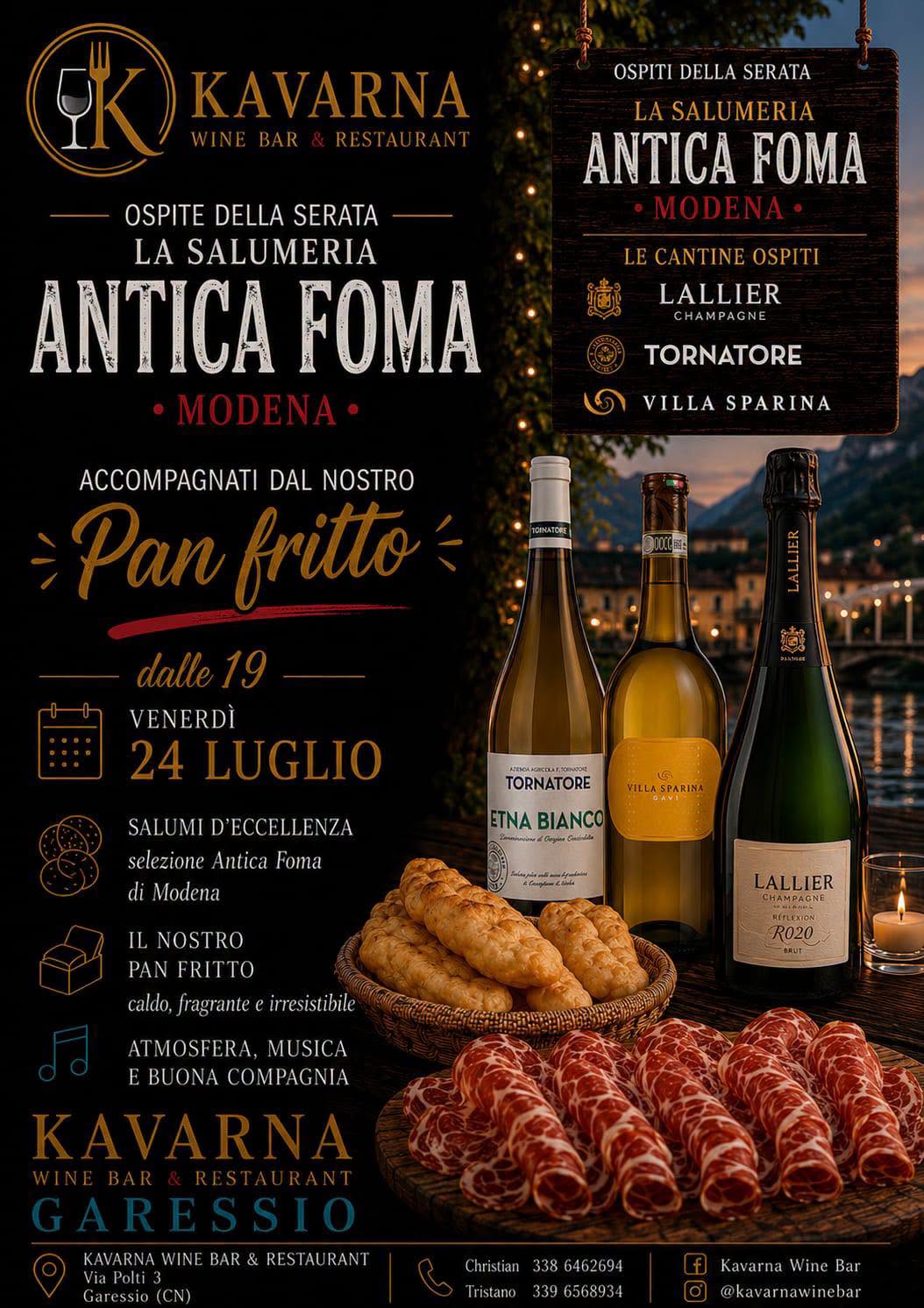 Locandina di Kavarna Wine Bar & Restaurant - Ospite della serata la Salumeria Antica Foma