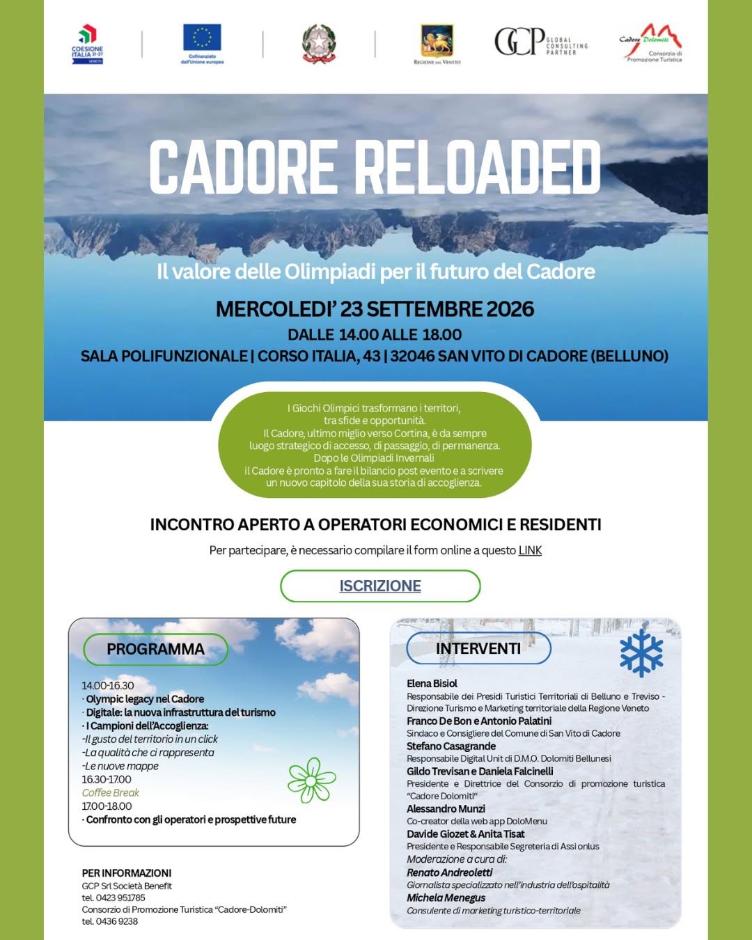 Locandina di Cadore Reloaded - Il valore delle Olimpiadi per il futuro del Cadore