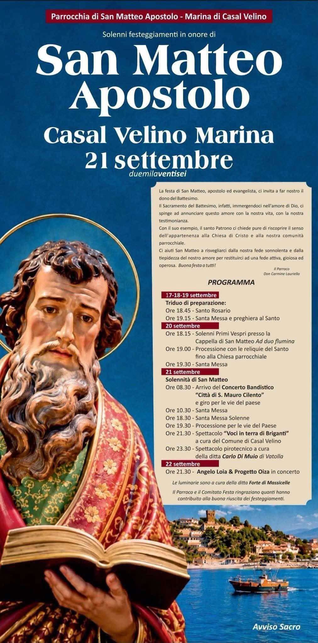 Locandina di Solenni festeggiamenti in onore di San Matteo Apostolo