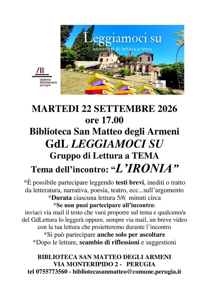 Locandina di Gruppo di Lettura a tema LEGGIAMOCI SU