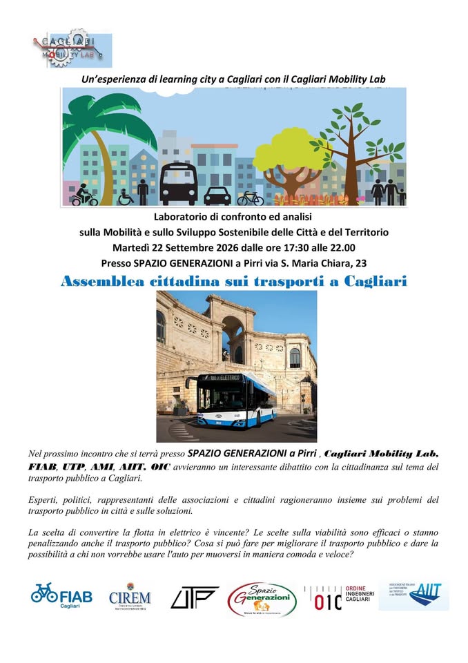 Locandina di Cagliari Mobility Lab – Assemblea cittadina sui trasporti a Cagliari