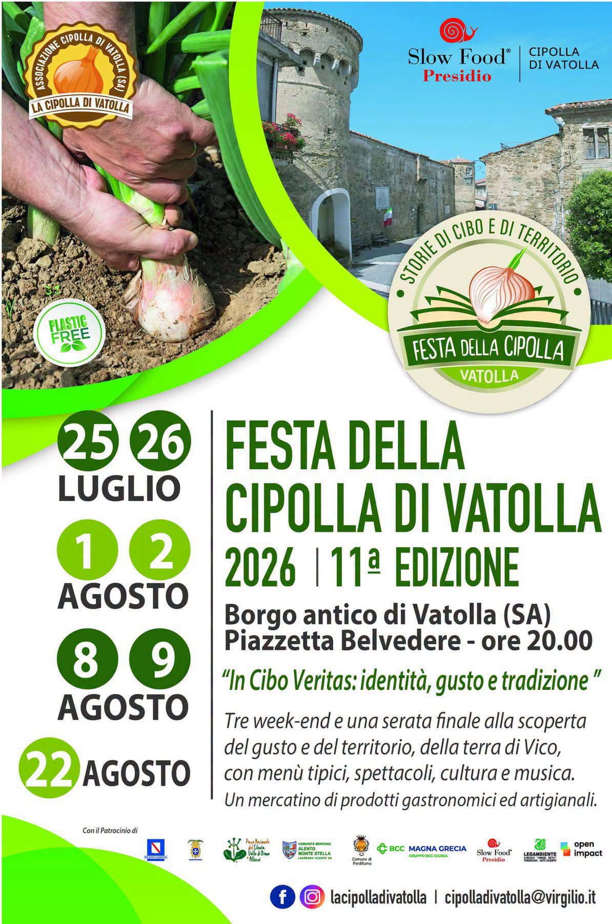 Locandina di XI^ Edizione della Festa della Cipolla di Vatolla 2026 - "In cibo veritas"
