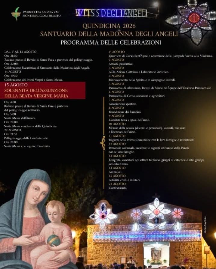 Locandina di Quindicina 2026 - Santuario della Madonna degli Angeli