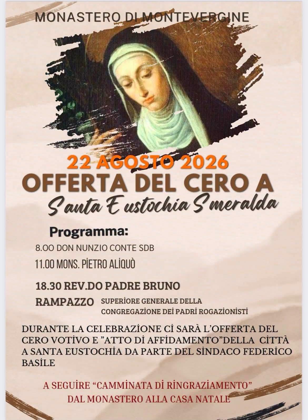 Locandina di Offerta del cero a Santa Eustochia Smeralda